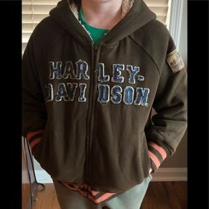 🏍Harley Davidson fur-lined hooded winter jacket!